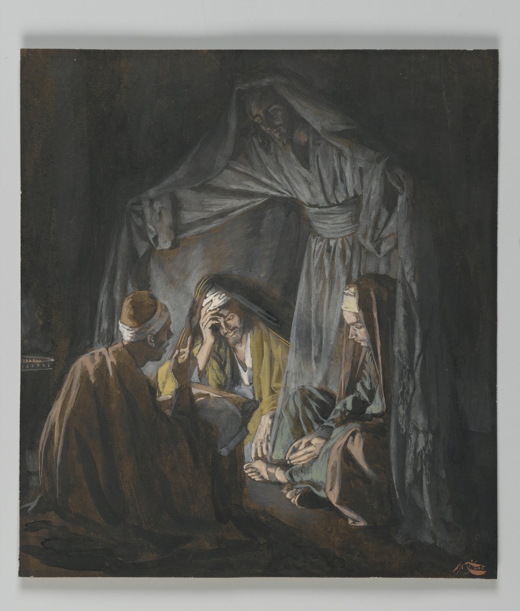 To eller tre samlet i mit navn, illustration fra Vor Herre Jesu Kristi liv (wc over grafit på papir) af James Jacques Joseph Tissot