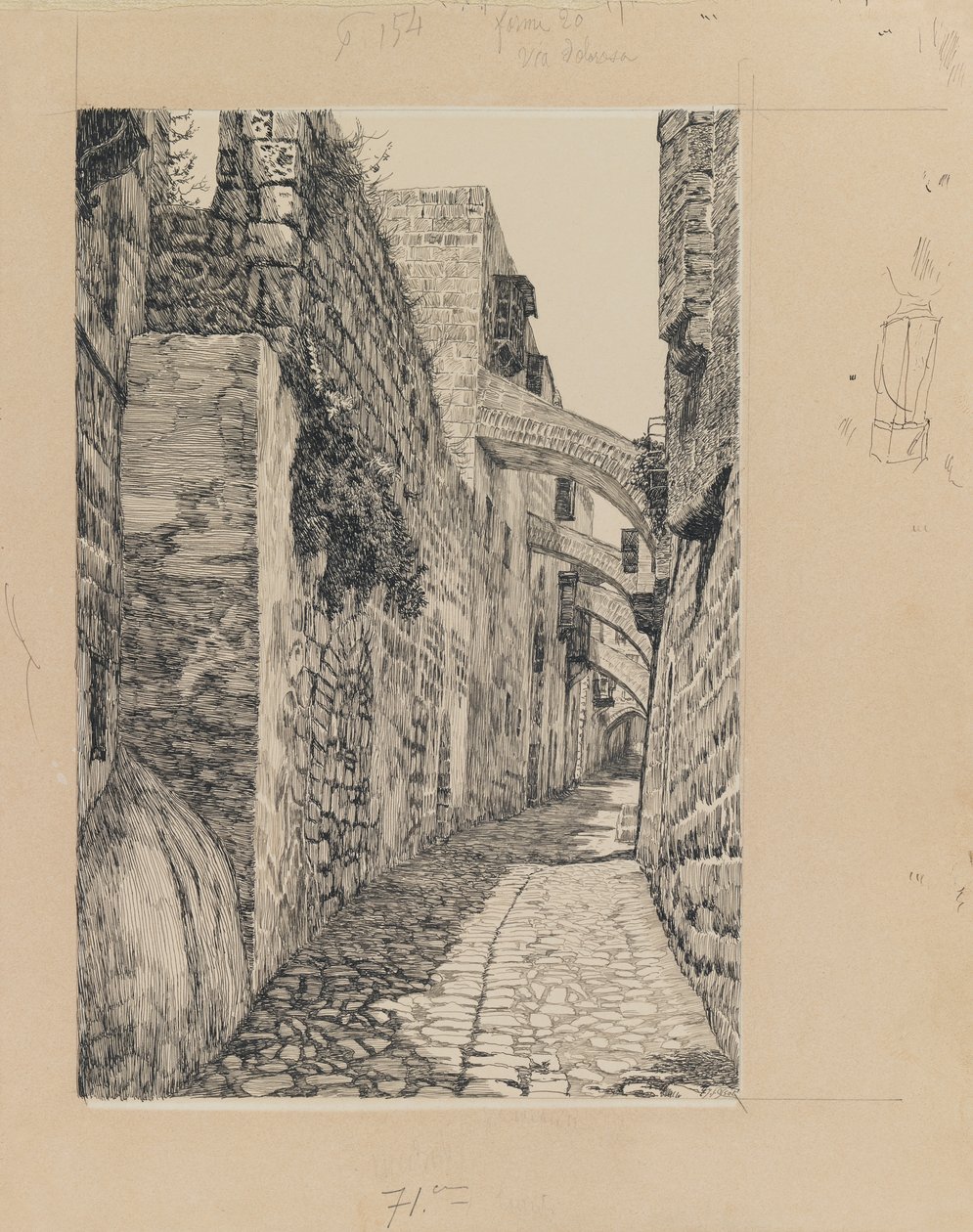 Via Dolorosa, Jerusalem, illustration fra Vor Herre Jesu Kristi liv (blæk og grafit på pap) af James Jacques Joseph Tissot