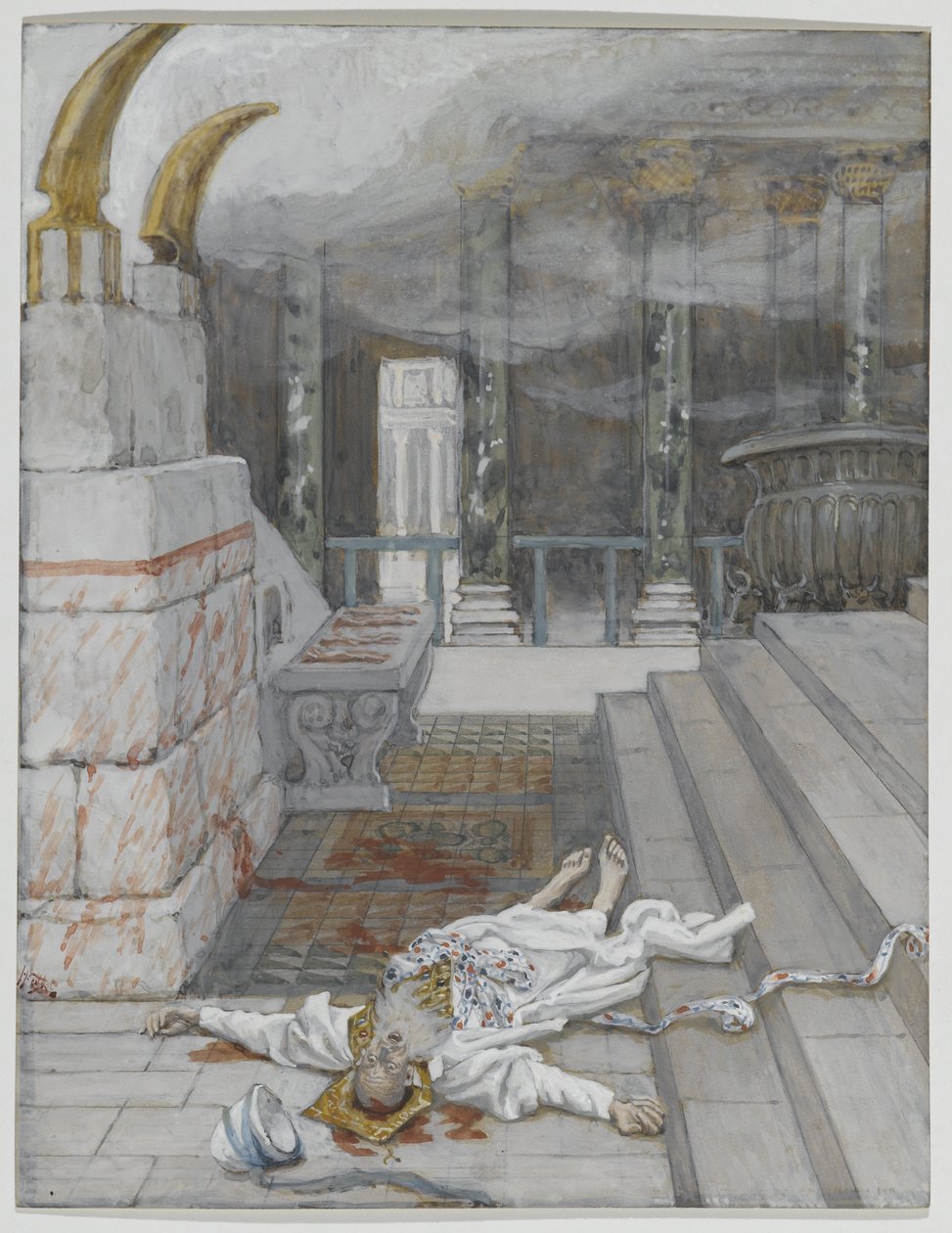 Zacharias dræbt mellem templet og alteret, illustration fra 