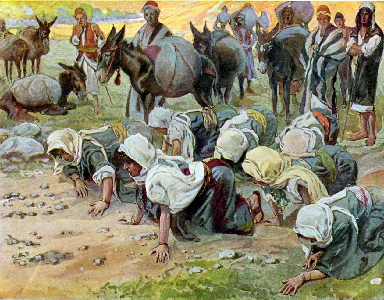 Abigail knæler foran David, af Tissot -Bible af James Jacques Joseph after Tissot