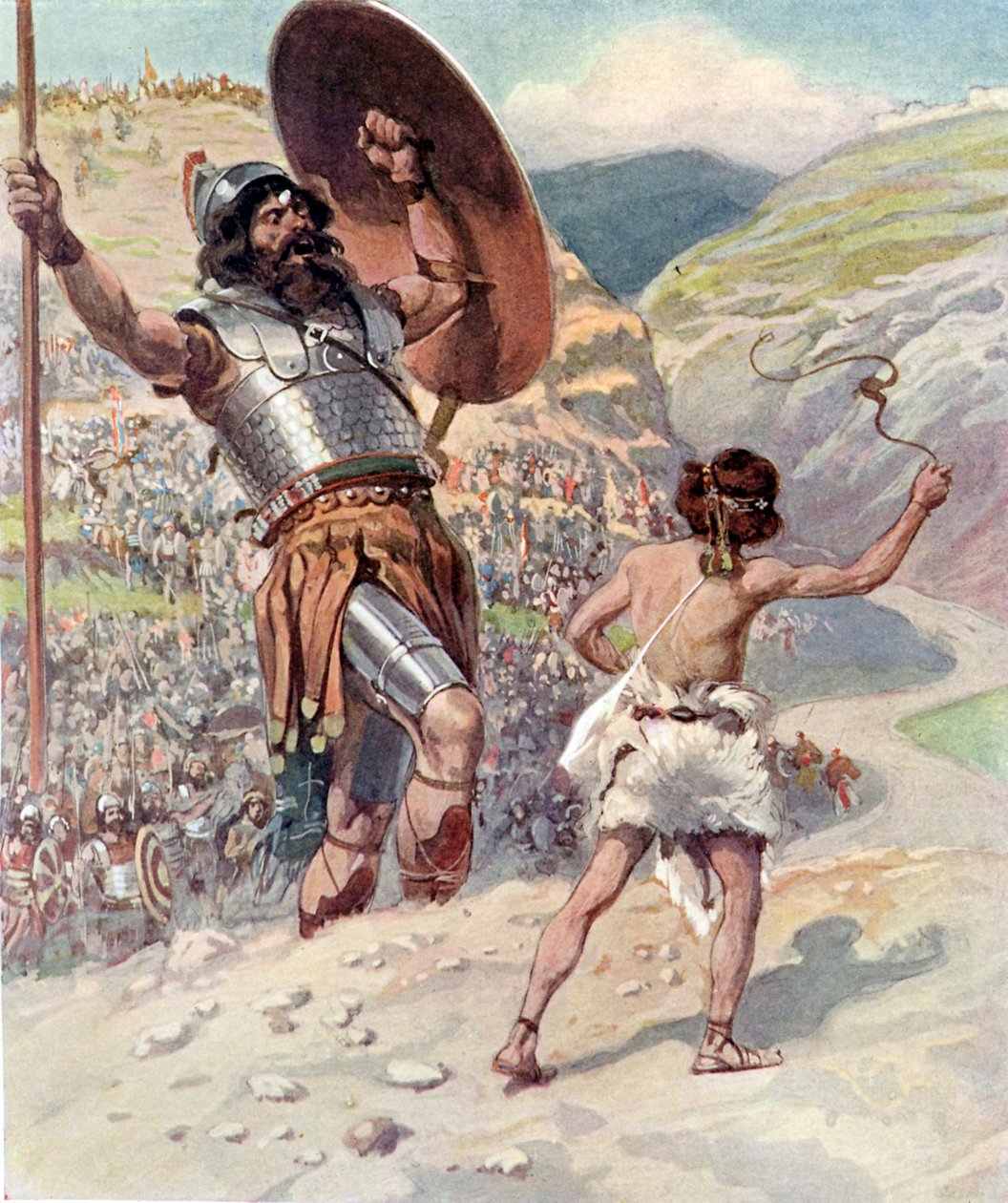 David slynger stenen af J James Tissot - Bible af James Jacques Joseph after Tissot