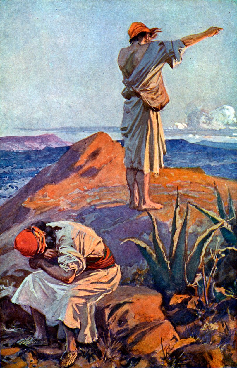 Elias fra Karmelbjerget ser en sky - Bibelen af James Jacques Joseph after Tissot