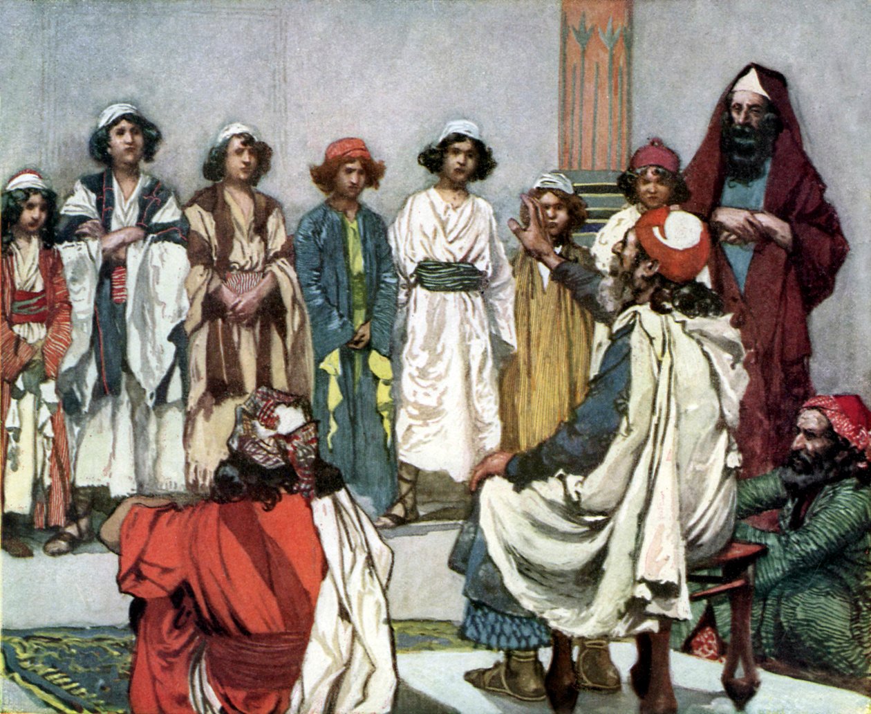 Jesse præsenterer sin søn for Samuel ved Tissot-bibelen af James Jacques Joseph after Tissot