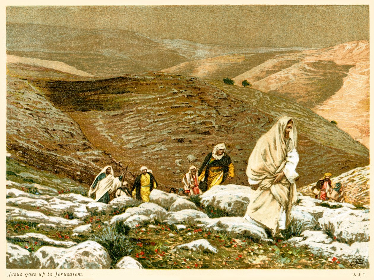 Jesus går op til Jerusalem - Johannes, Bibelen af James Jacques Joseph after Tissot