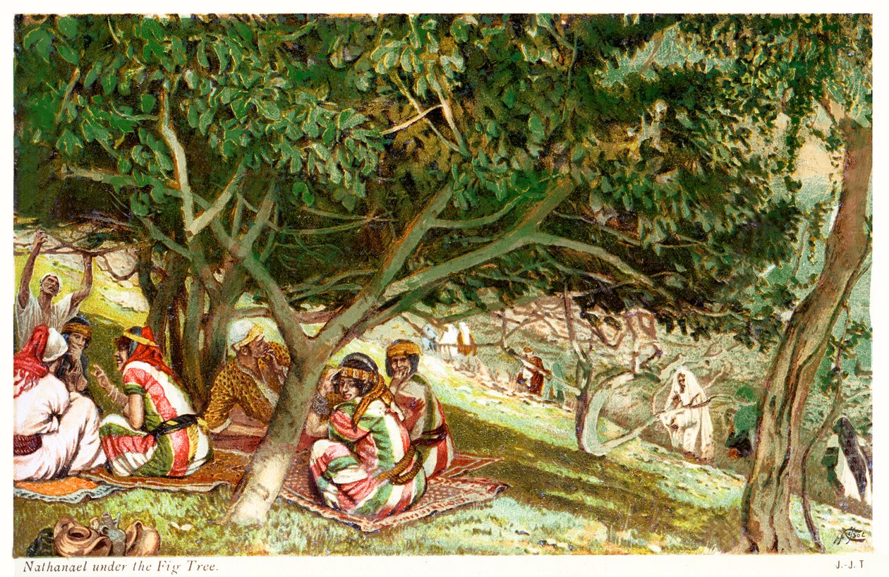 Nathanael under Figentræet - St John, Bibelen af James Jacques Joseph after Tissot