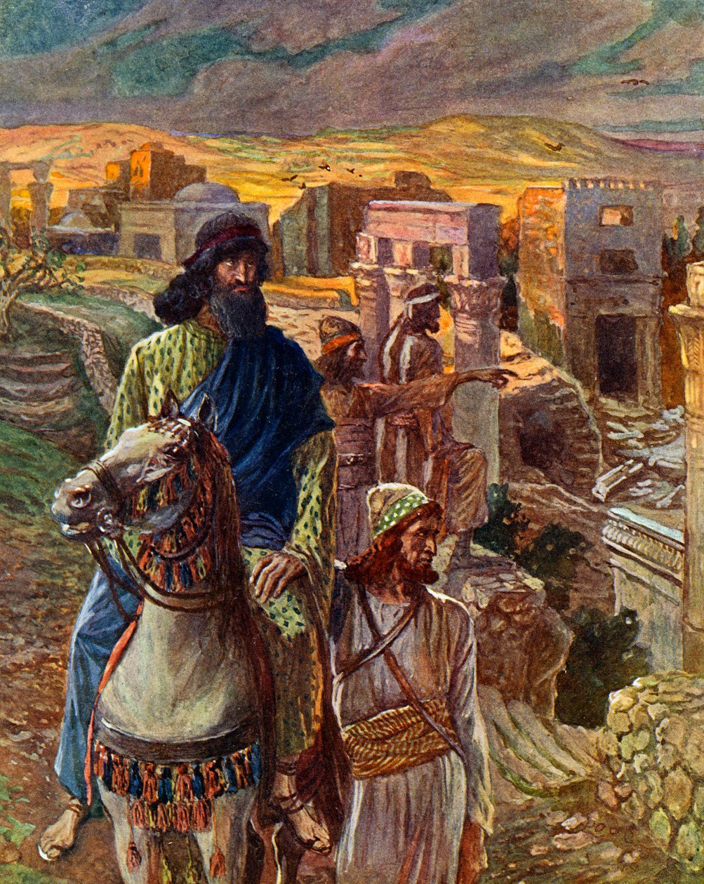 Nehemias ser på ruinerne af Jerusalem - Bibelen af James Jacques Joseph after Tissot