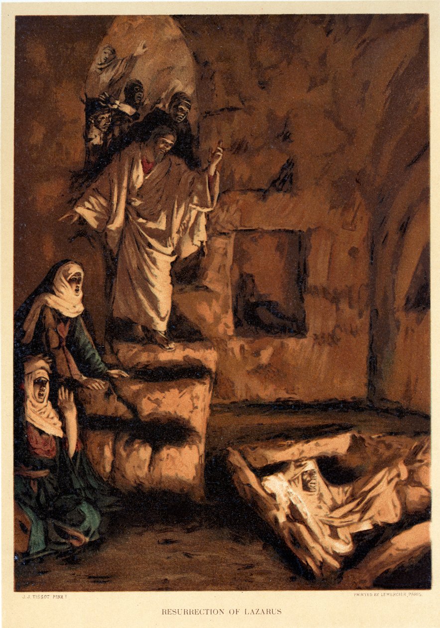 Lazarus opstandelse - Johannes, - Bibelen af James Jacques Joseph after Tissot