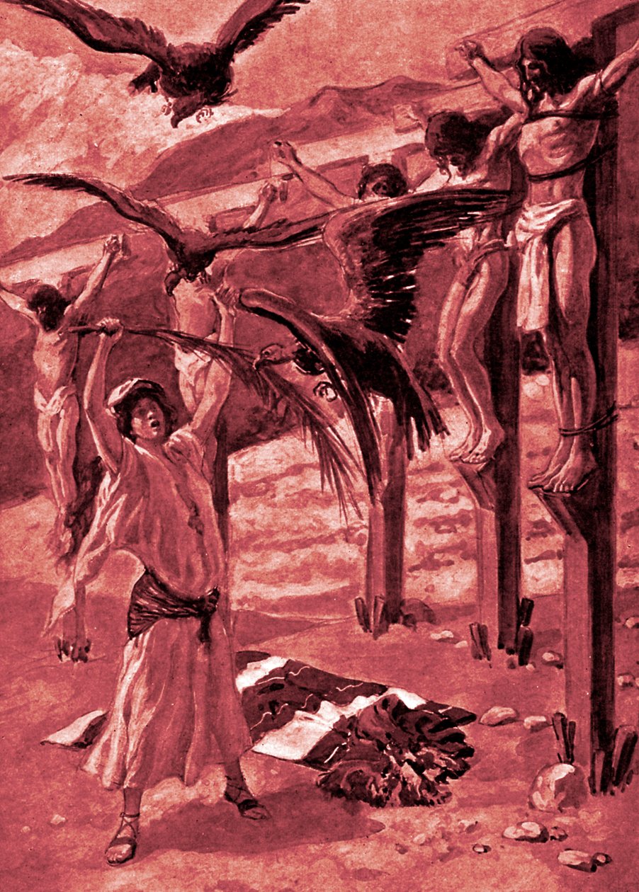 Rizpahs venlighed over for de døde - Bibelen af James Jacques Joseph after Tissot