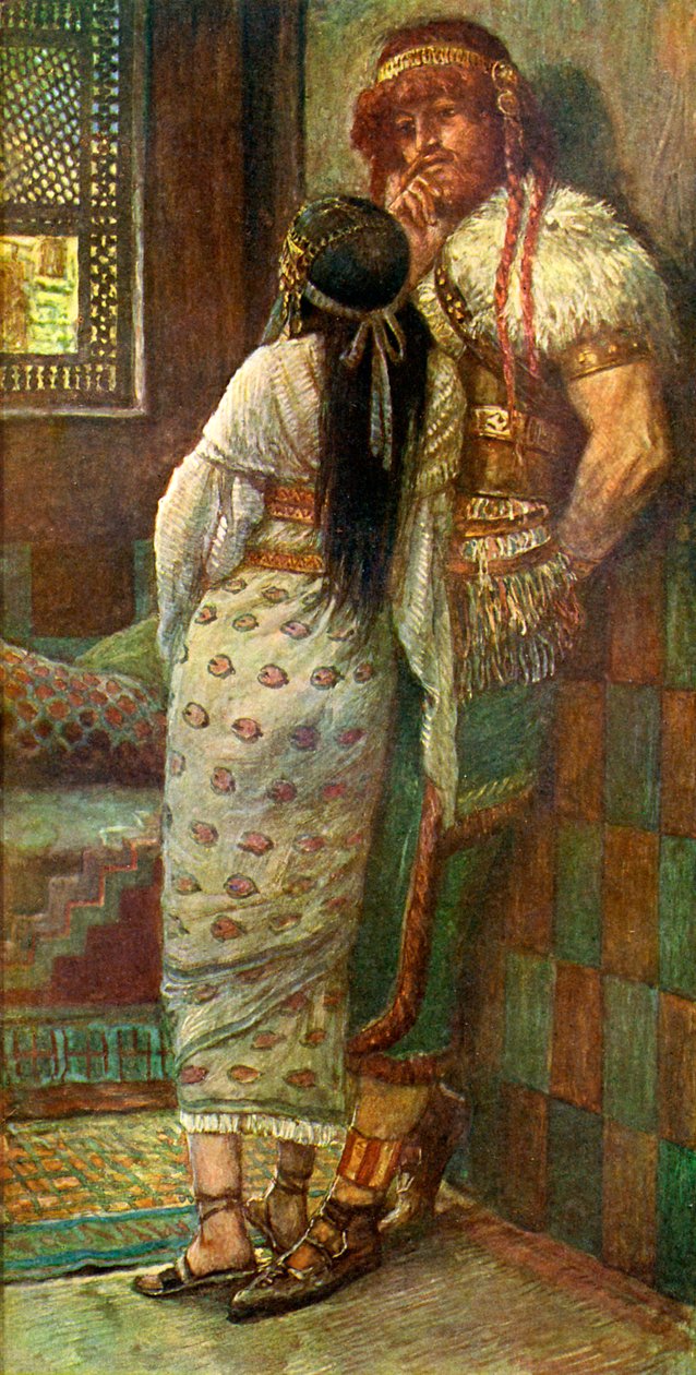 Samson og hans kone af J James Tissot - Bibelen af James Jacques Joseph after Tissot