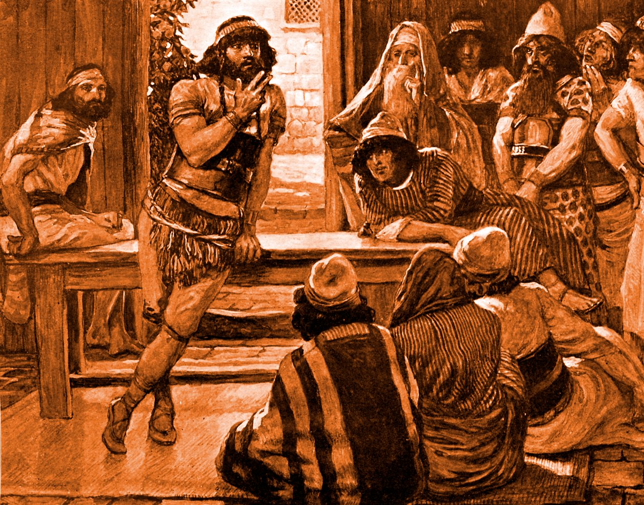 Samson fremsætter en gåde af Tissot - Bibelen af James Jacques Joseph after Tissot