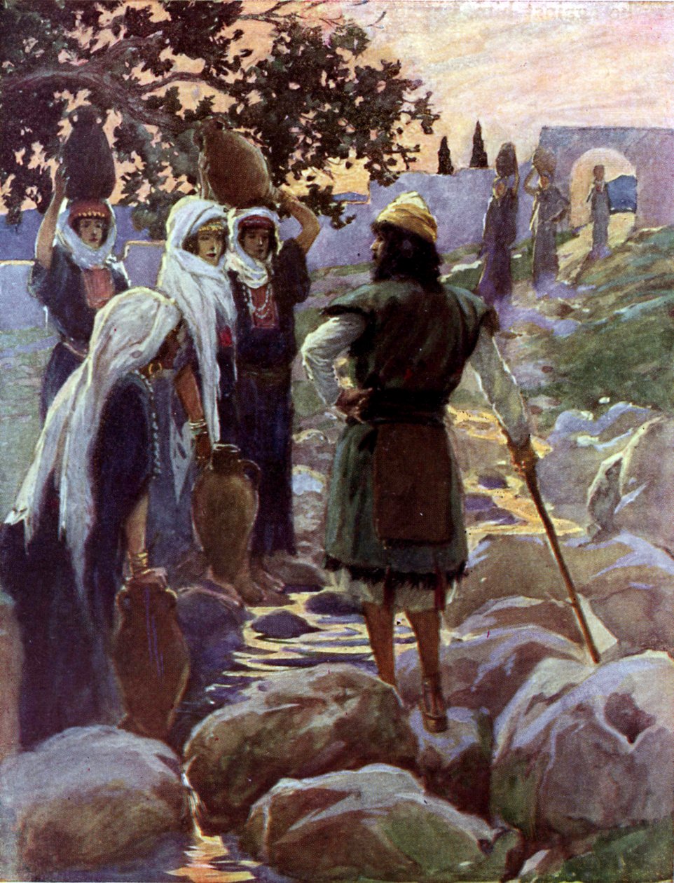 Saul udspørger de unge jomfruer af Tissot -Bibelen af James Jacques Joseph after Tissot