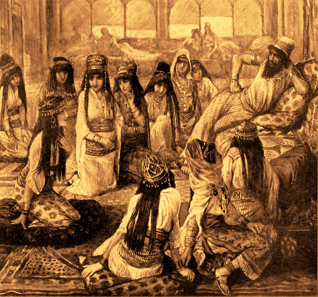 Salomon og hans Harem af J James Tissot - Bible (Kongernes Bog) af James Jacques Joseph after Tissot