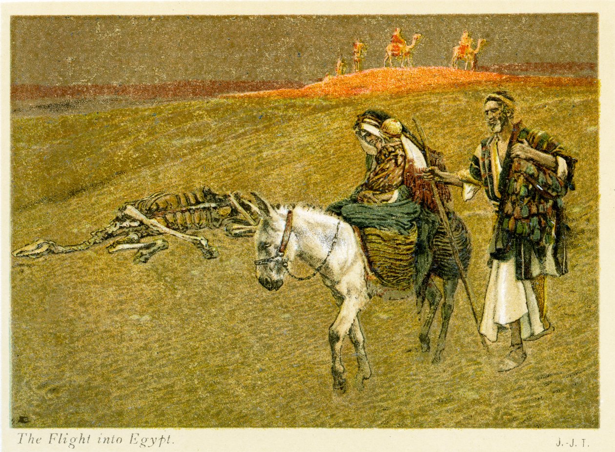 Flugten til Egypten, St. Matthæus - Kapitel 2 - Bibelen af James Jacques Joseph after Tissot