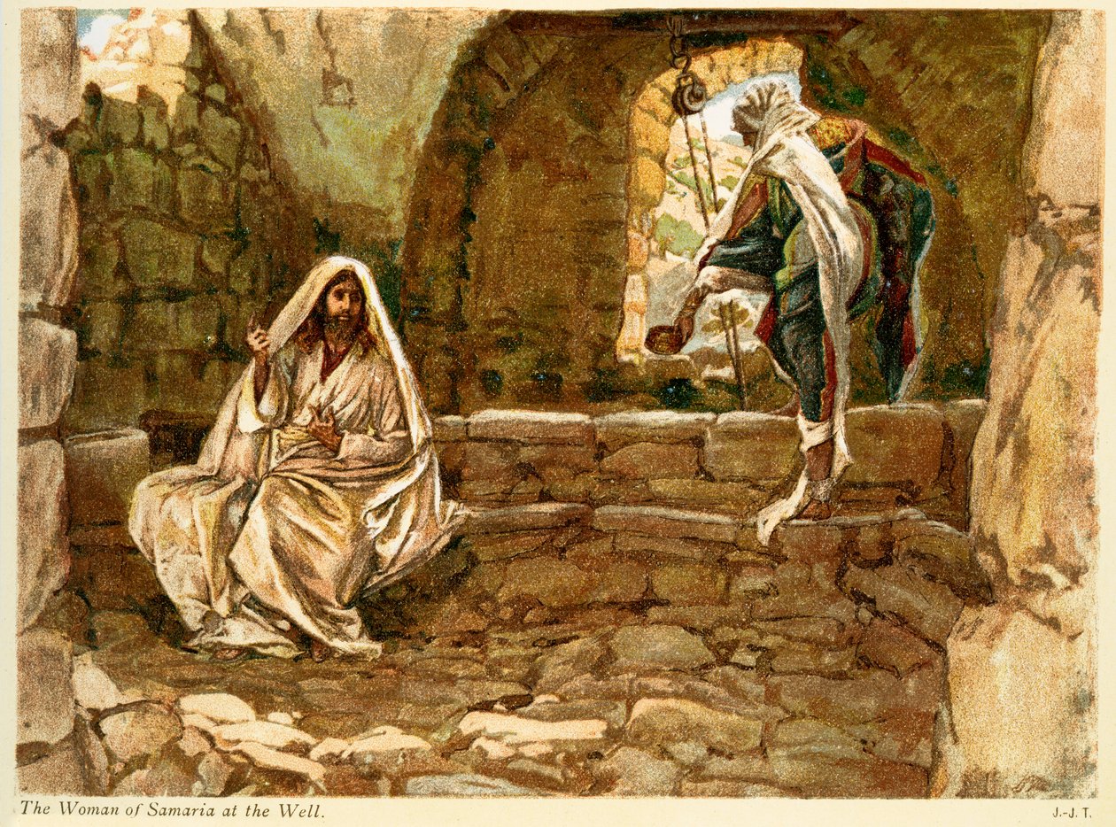 Kvinden fra Samaria ved brønden - St. John - Bibelen af James Jacques Joseph after Tissot