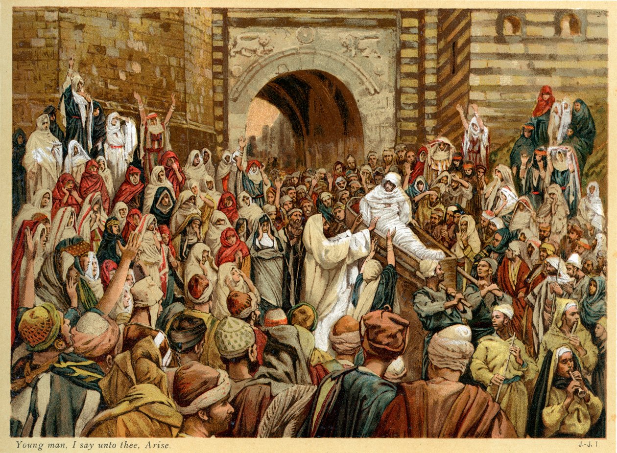 Ung mand, jeg siger dig: Stå op - St Lukas - Bibelen af James Jacques Joseph after Tissot