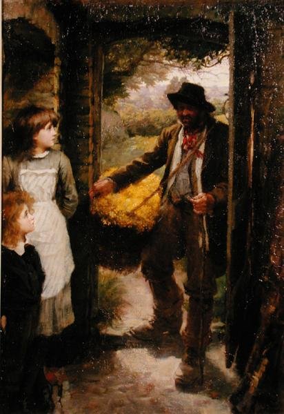The Cowslip Gatherer (olie på lærred) af James Jebusa Shannon