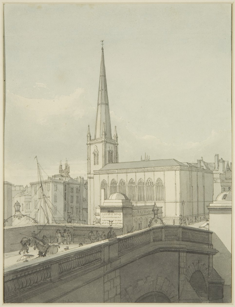 St Nicholas Church og en del af Bristol Bridge af James Johnson
