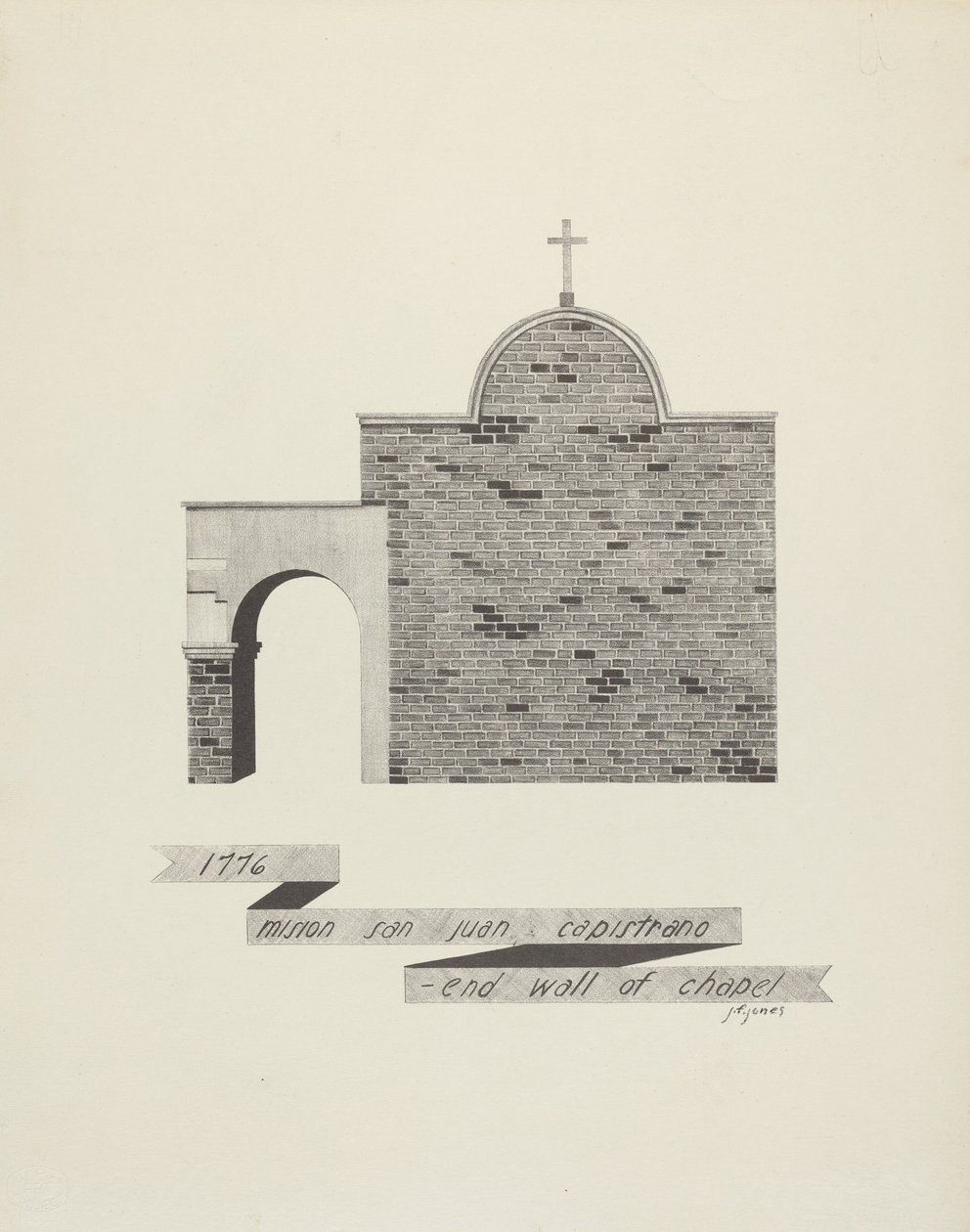 Mission St. John Capistrano - End of Chapel Wall af James Jones