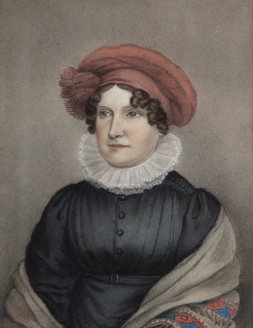 Fru Ellen Sharples (pastel på gråt papir) af James Junior Sharples