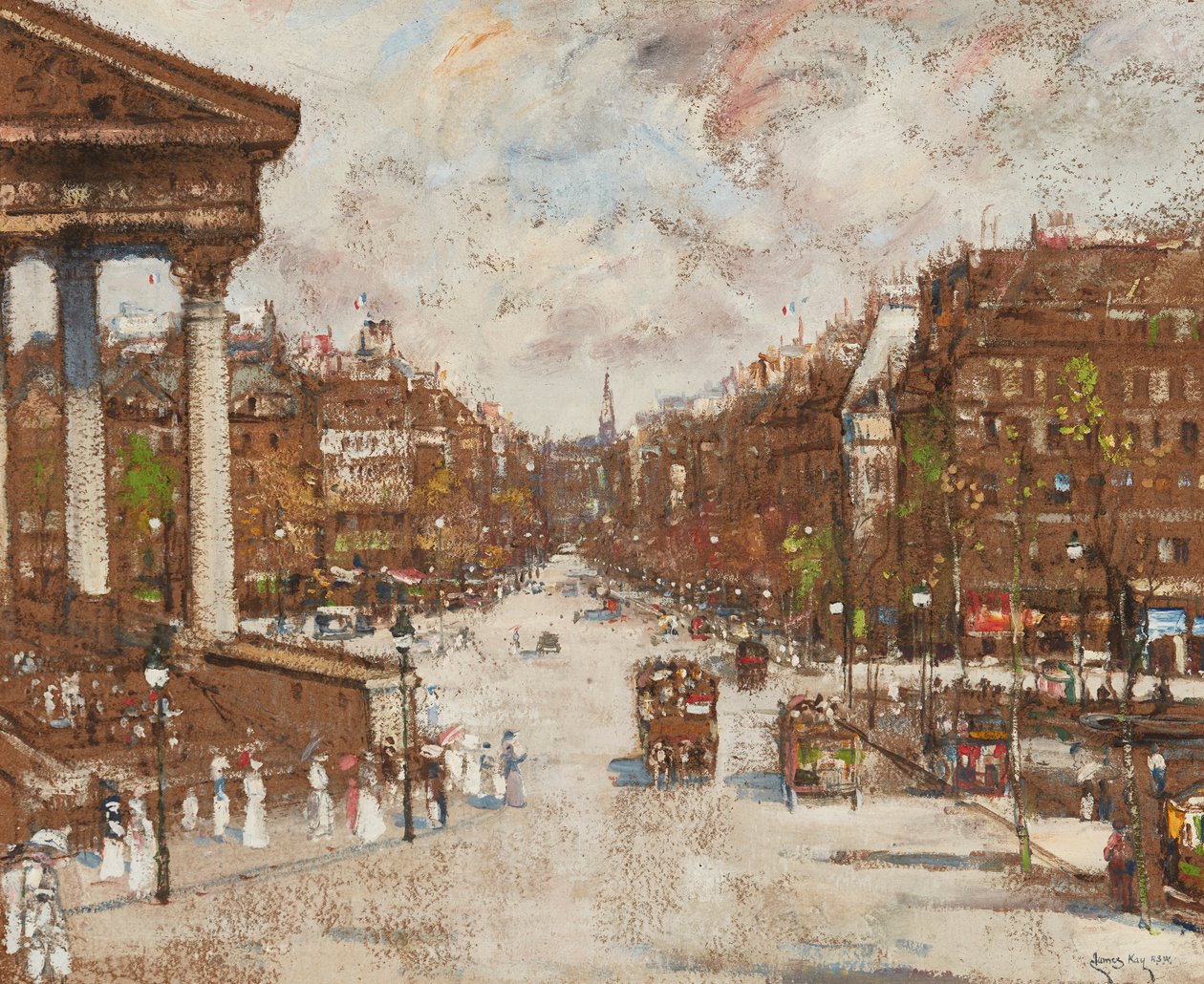 Place De La Madeleine (olie på kort) af James Kay