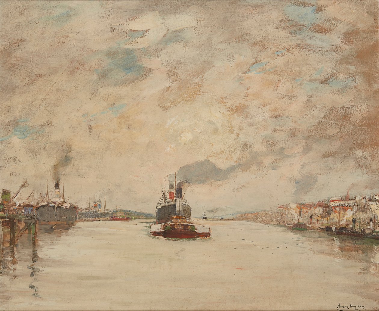 Westering Sun, River Clyde (olie om bord) af James Kay