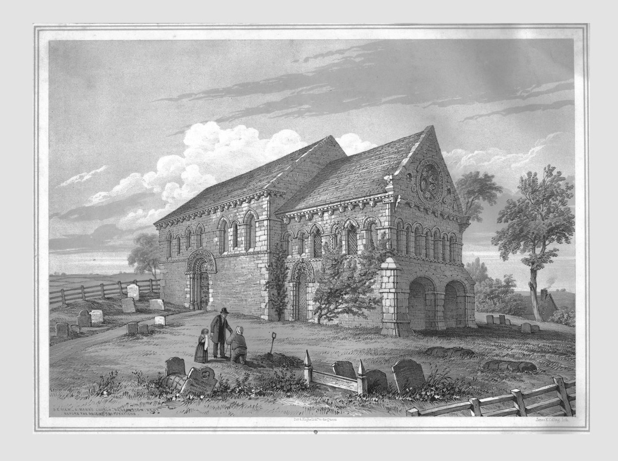 St Nicholas Church, Barfrestone, slutningen af det 19. århundrede. af James Kellaway Colling
