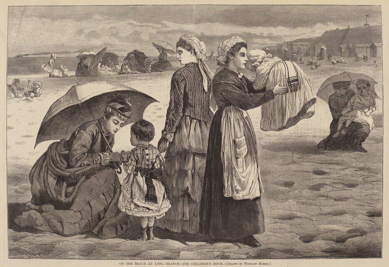 På stranden ved Long Branch - Børnetiden af James L. Langridge after Winslow Homer