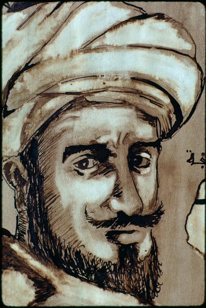 APortræt af den islamiske mystiker og vandringsmand Ibn Battuta. TANGIER, MAROKKO. af James L Stanfield
