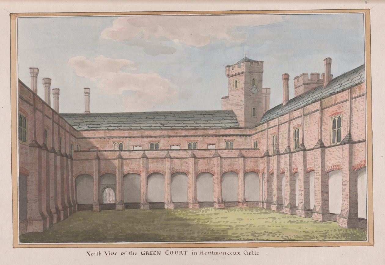 Herstmonceux Castle, East Sussex: North View af Green Court af James Lambert  of Lewes
