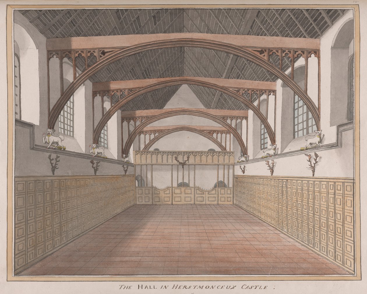Herstmonceux Castle, East Sussex: Hallen af James Lambert  of Lewes