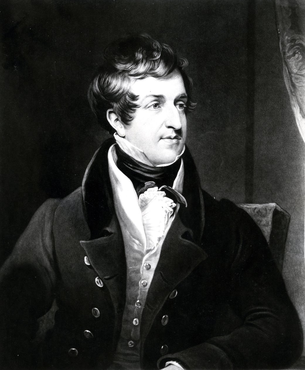 John Cam Hobhouse, tryk lavet af Charles Turner, 1834 (mezzotint) af James Lonsdale