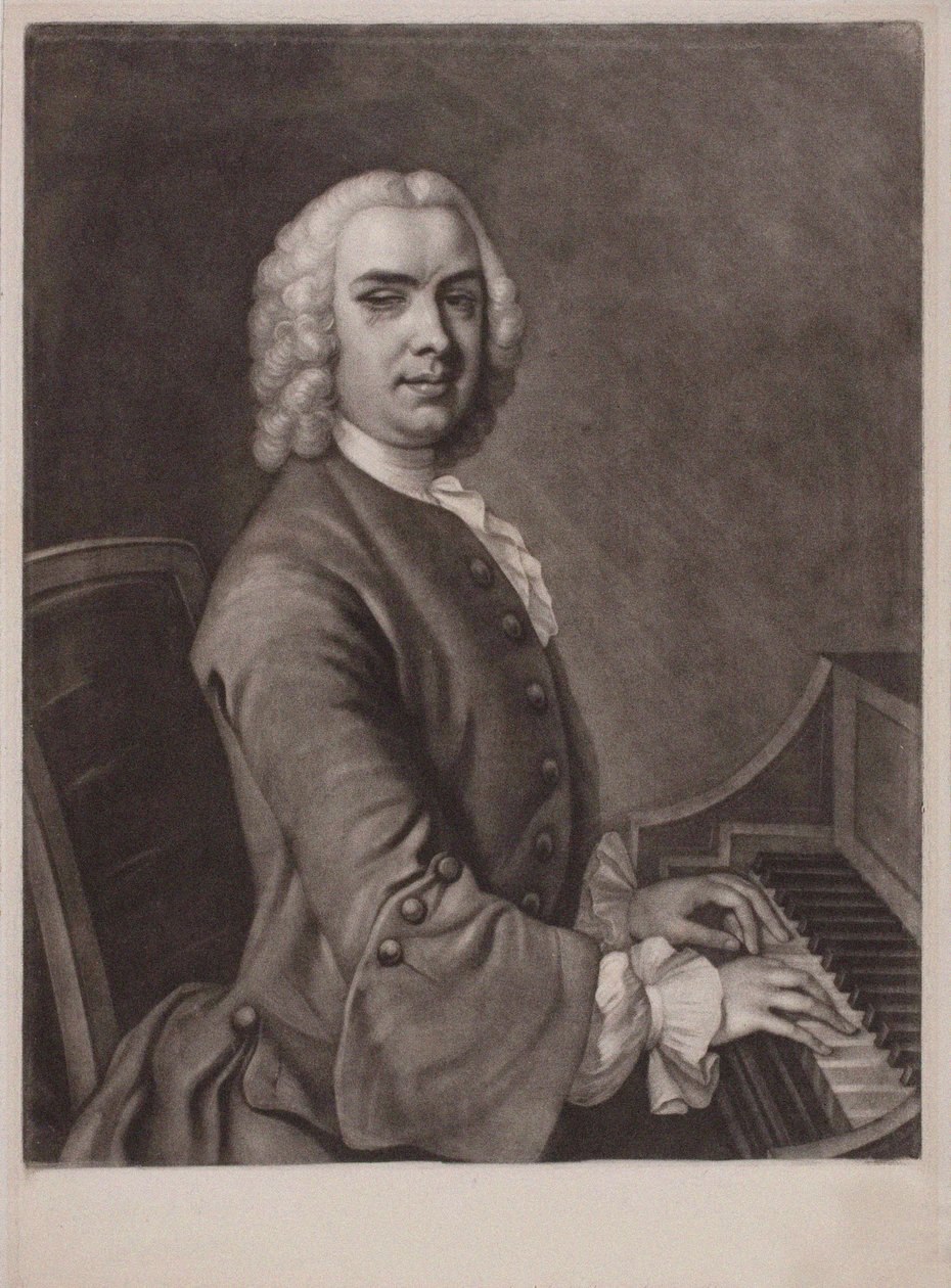 Portræt af organisten og komponisten John Stanley 1712-1786. af James MacArdell