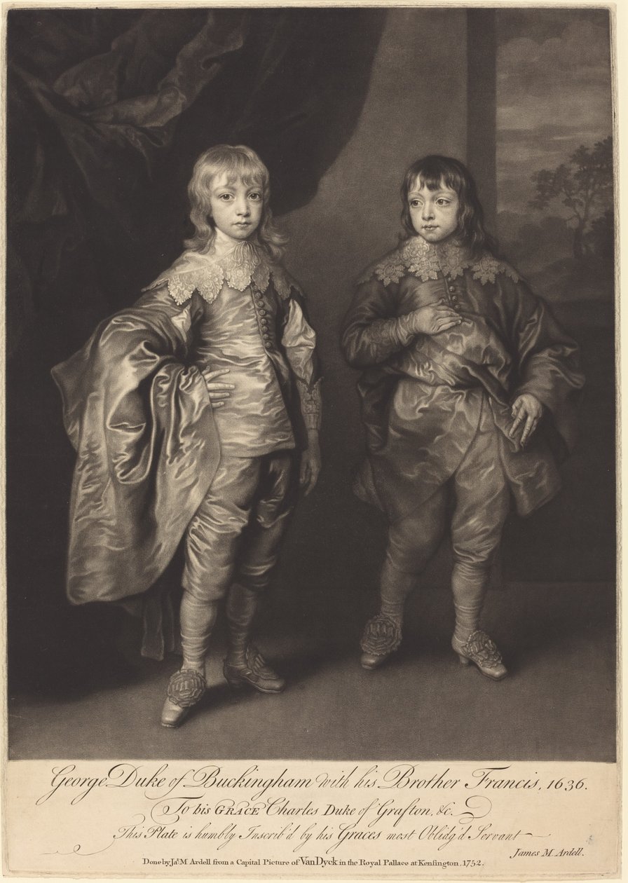 George Duke of Buckingham med sin bror Francis af James MacArdell after Sir Anthony van Dyck