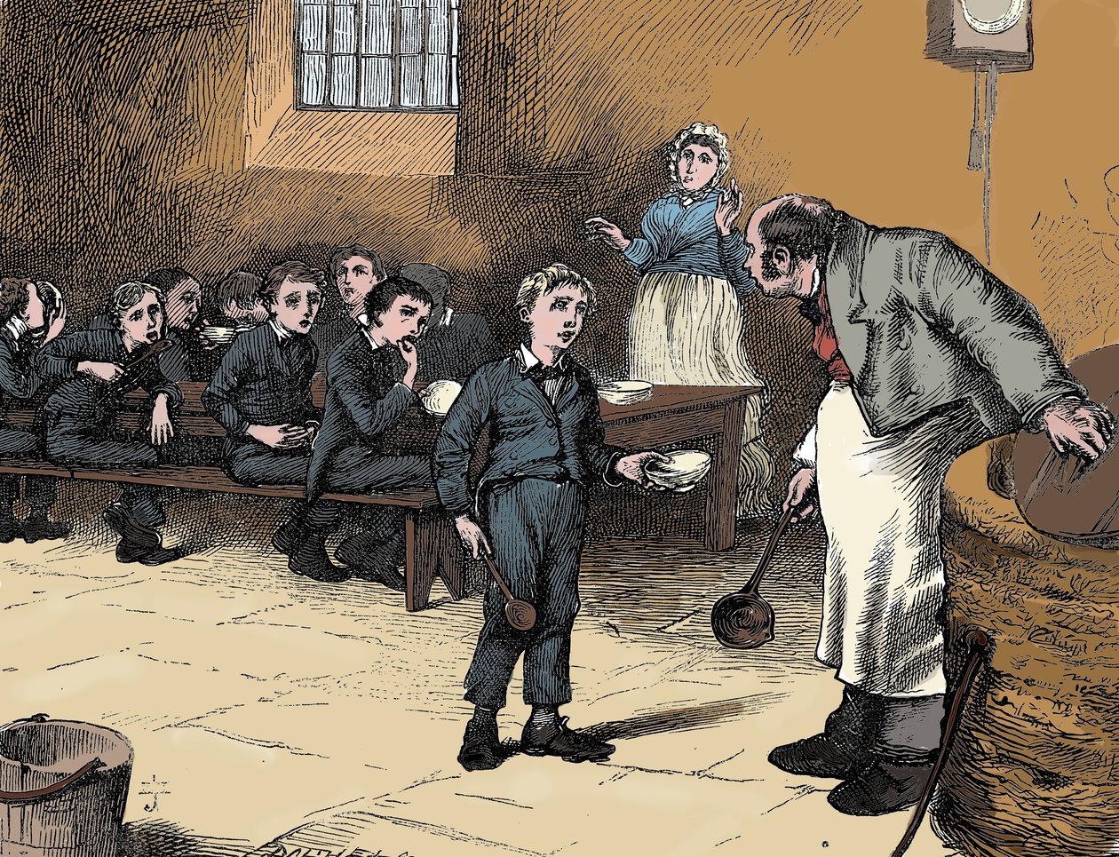Scene fra Oliver Twist af Charles Dickens, 1836 af James Mahoney
