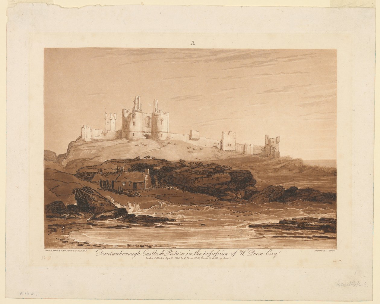 Dunstanburgh Castle, fra "Liber Studiorum", del III af James Mallord William Turner