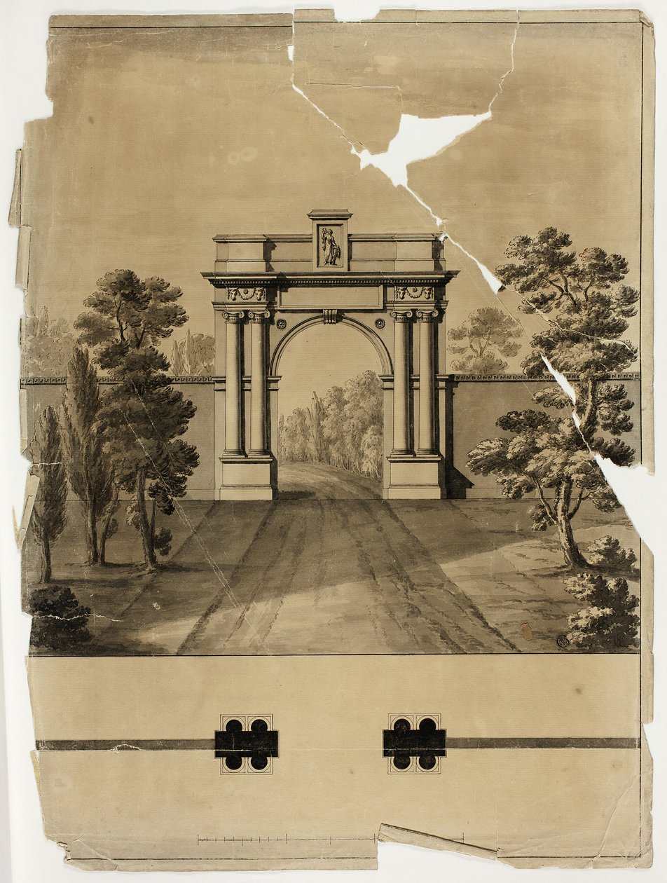 Monumental indgang til kirkegård af James Malton