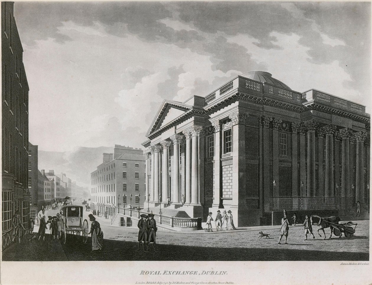 Royal Exchange (nu City Hall), Cork Hill, Dublin af James Malton