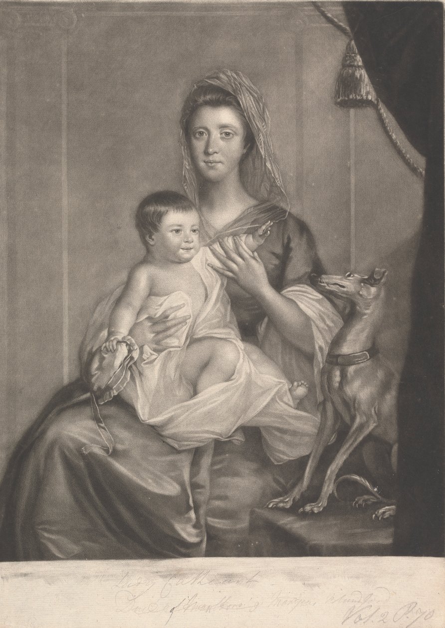 Lady Jane Cathcart (født Hamilton) og hendes søn af James McArdell