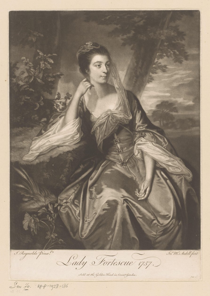 Portret af Anne Fortescue Lady Fortescue (titel på objekt) af James McArdell