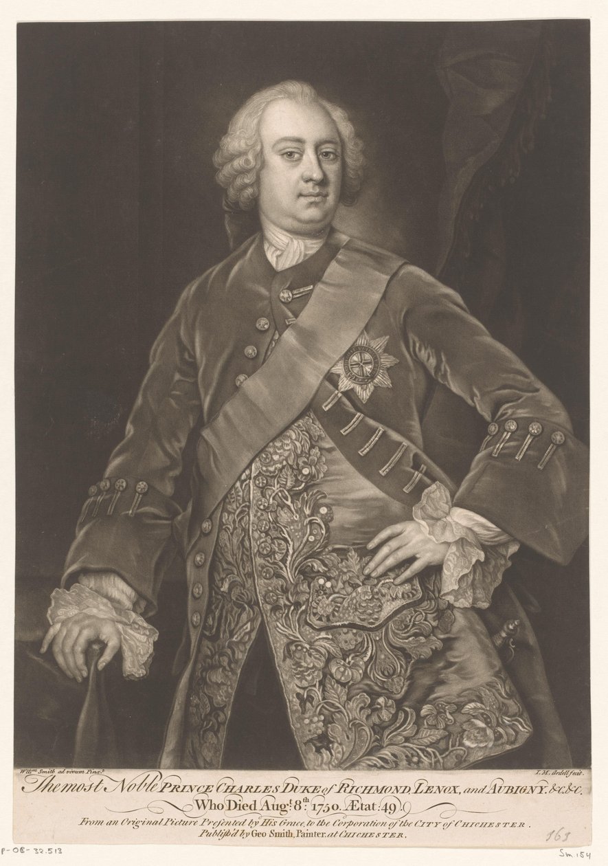 Portret af Charles Lennox Den mest ædle prins Charles hertug af Richmond (...) (titel på objekt) af James McArdell