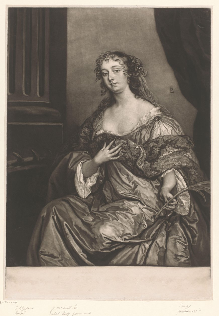Portræt af Elizabeth Hamilton som Sankt Katharina af James McArdell