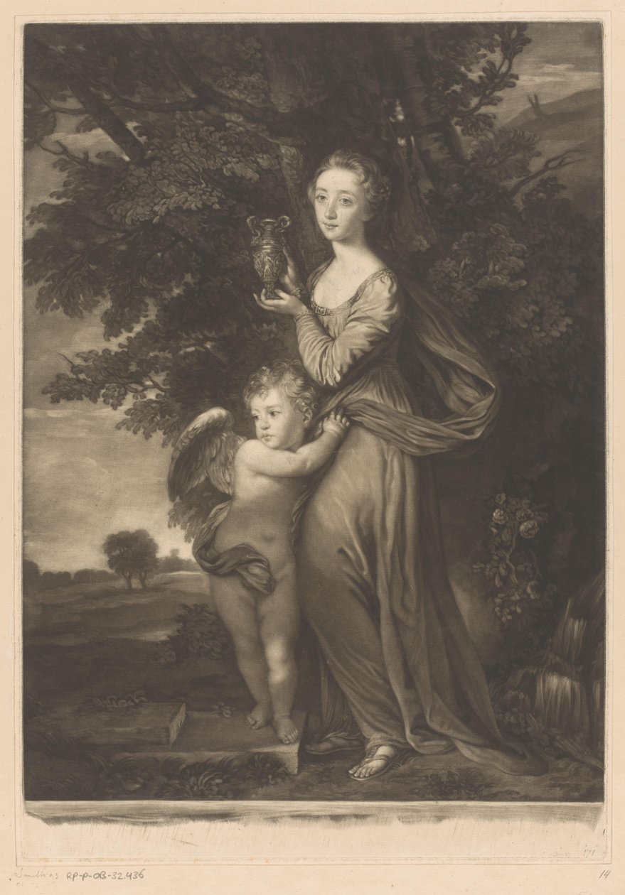 Portræt af Frances Anne Greville og Henry Francis Greville som Hebe og Amor af James McArdell
