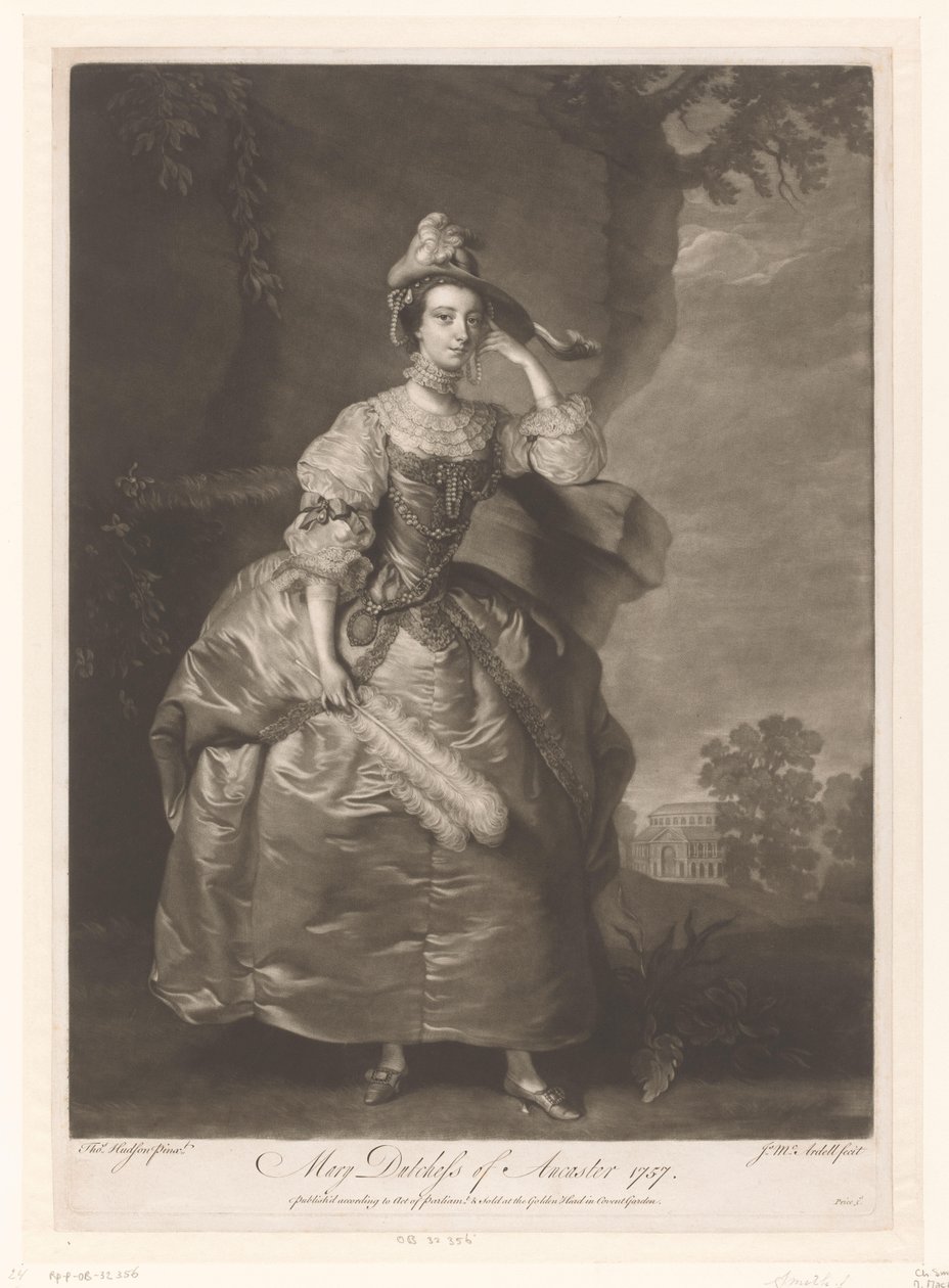 Portret af Mary Bertie Mary Duchess of Ancaster (titel på objektet) af James McArdell