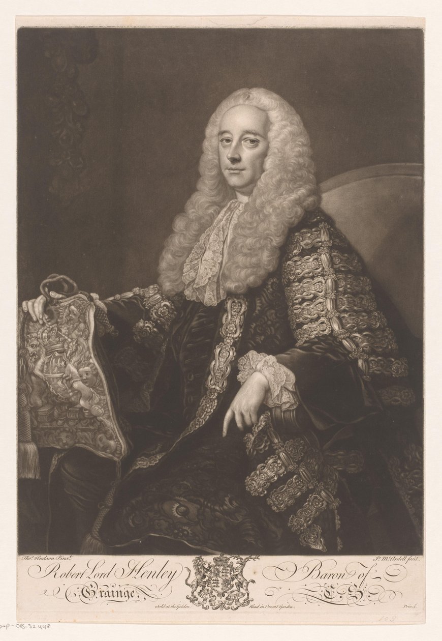 Portret af Robert Henley Robert Lord Henley Baron af Grainge (titel på objekt) af James McArdell