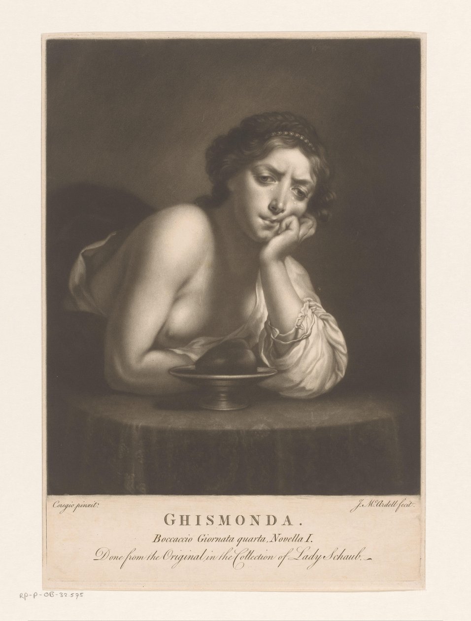 Sigismunda med hjertet af Guiscardo Ghismonda (titel på objekt) af James McArdell