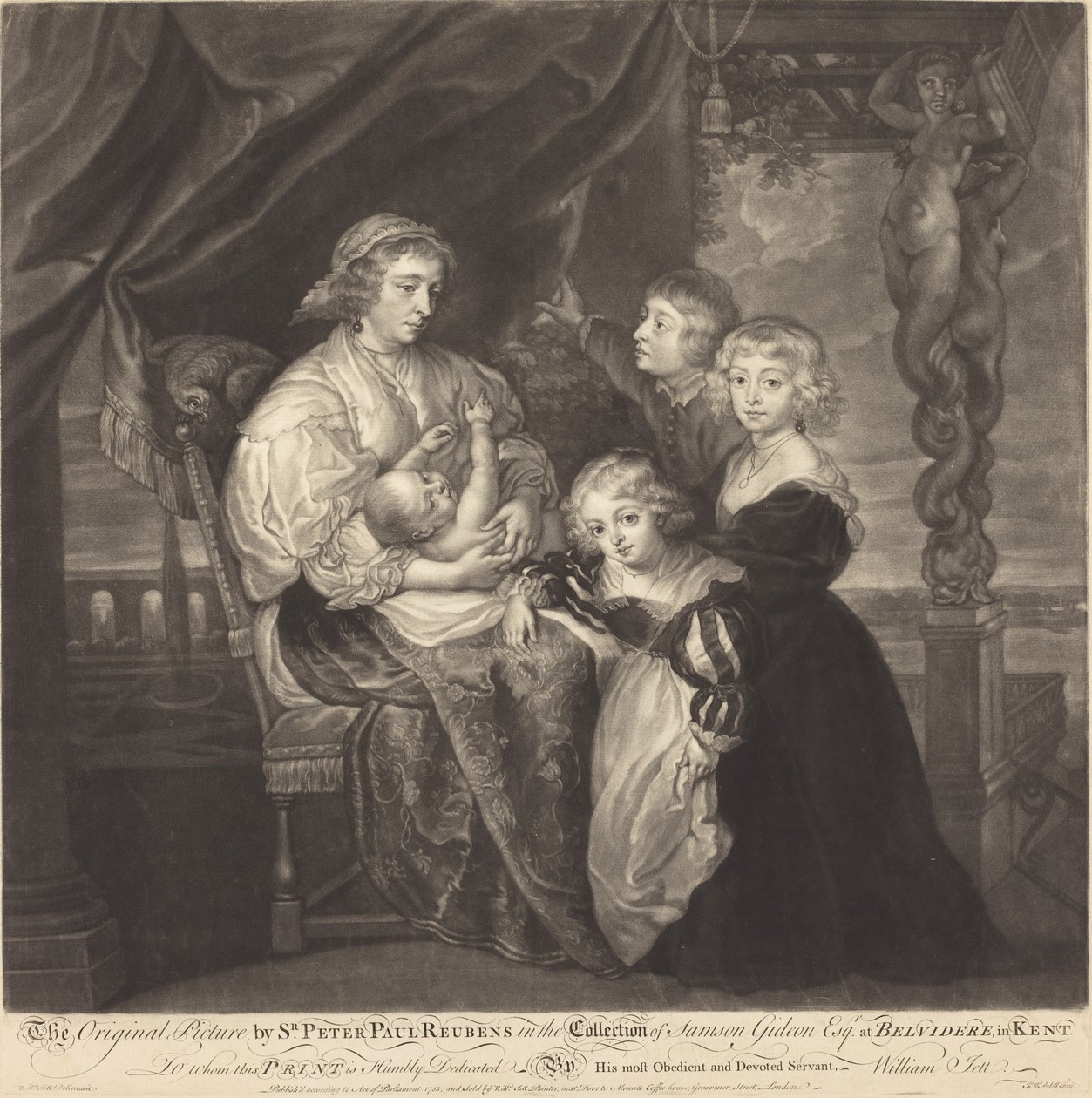 Familien Gerbier af James McArdell after Sir Peter Paul Rubens