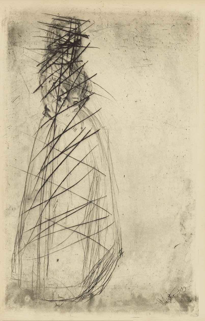 [76] Indtryk fra annullerede plader af Whistler - Fumette Standing. af James Abbott McNeill Whistler