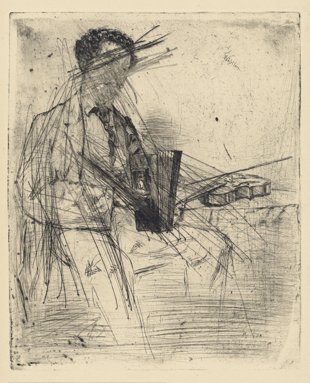 [76] Indtryk fra annullerede plader af Whistler - Ross Winans. af James Abbott McNeill Whistler