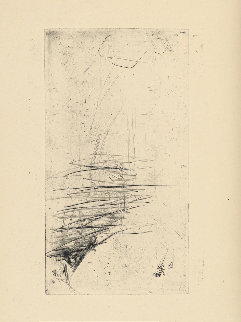 [76] Indtryk fra annullerede plader af Whistler - [Ung kvinde liggende på sofaen]. af James Abbott McNeill Whistler