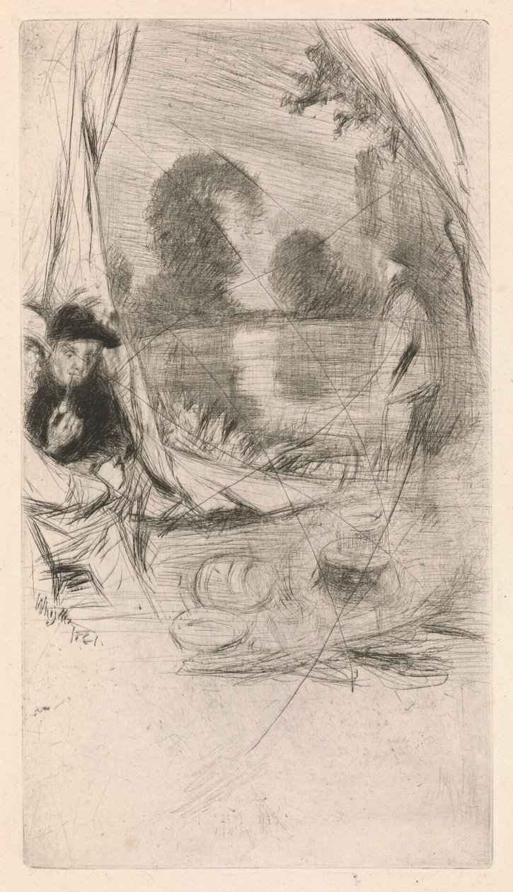[76] Indtryk fra annullerede plader af Whistler - the Model Resting. af James Abbott McNeill Whistler